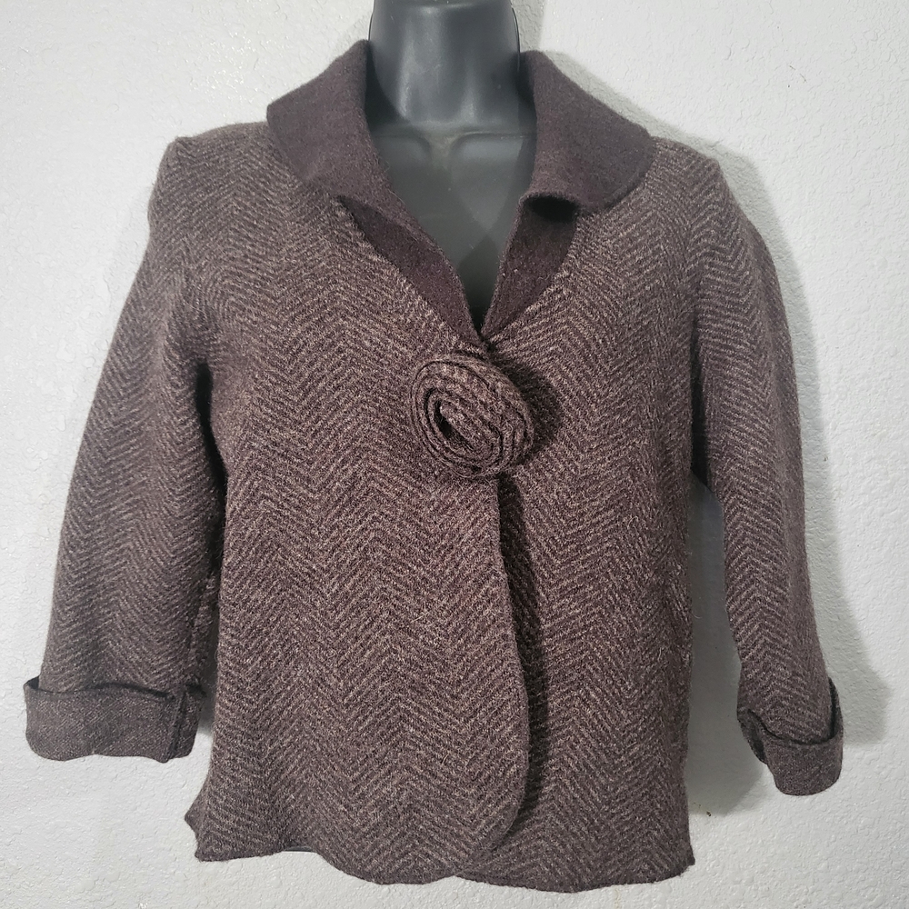 Carole Little Wool Jacket in Rich Brown
